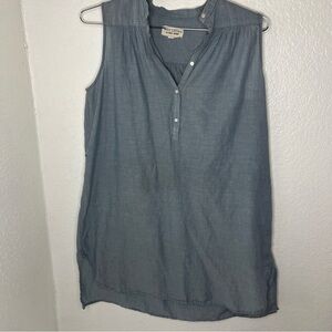 nili lotan Sleeveless Blue Tunic Dress Cotton Size Small Light Weight Button